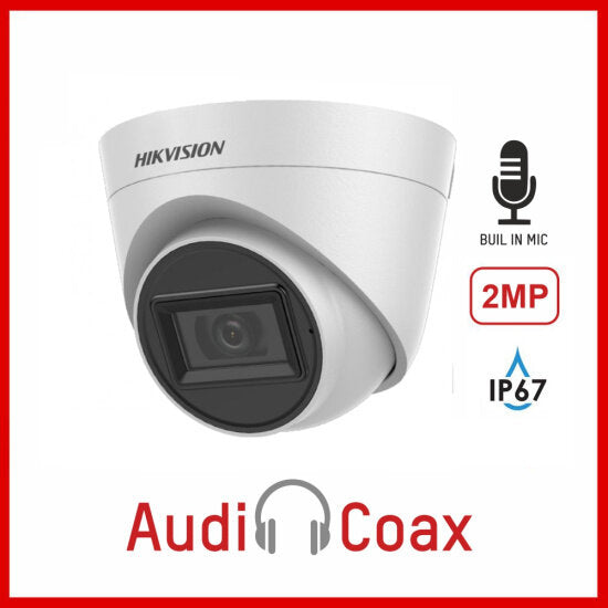 2MPx HD-TVI куполна камера за видеонаблюдение с вграден микрофон HikVision