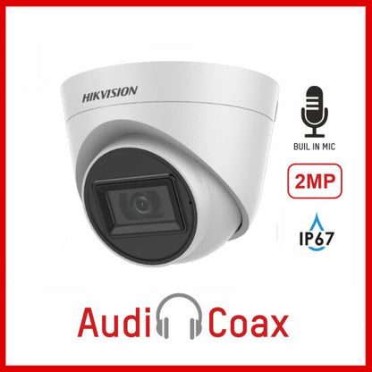 2MPx HD-TVI куполна камера за видеонаблюдение с вграден микрофон HikVision