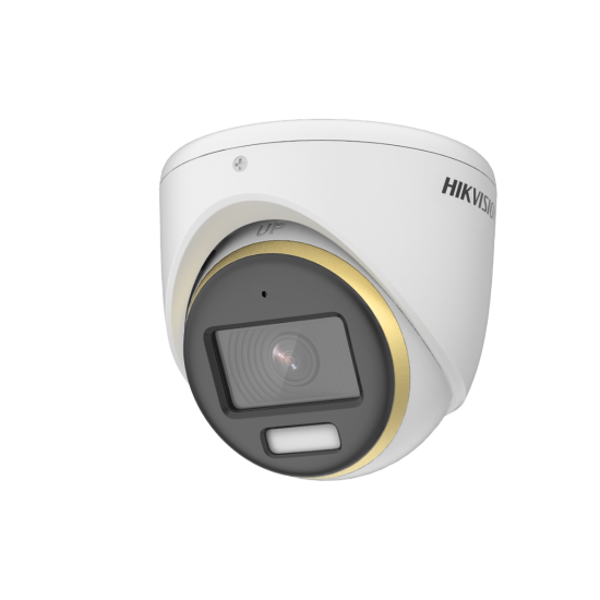 2MPx HD-TVI куполна ColorVu HikVision DS-2CE70DF3T-LMFS камера за видеонаблюдение с вградена хибридна светлина - бяла и/или IR до 20 м (Smart Light)