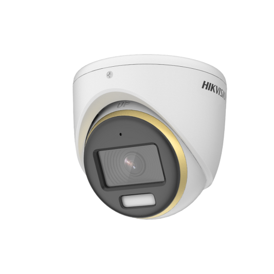 2MPx HD-TVI куполна ColorVu HikVision DS-2CE70DF3T-LMFS камера за видеонаблюдение с вградена хибридна светлина - бяла и/или IR до 20 м (Smart Light)