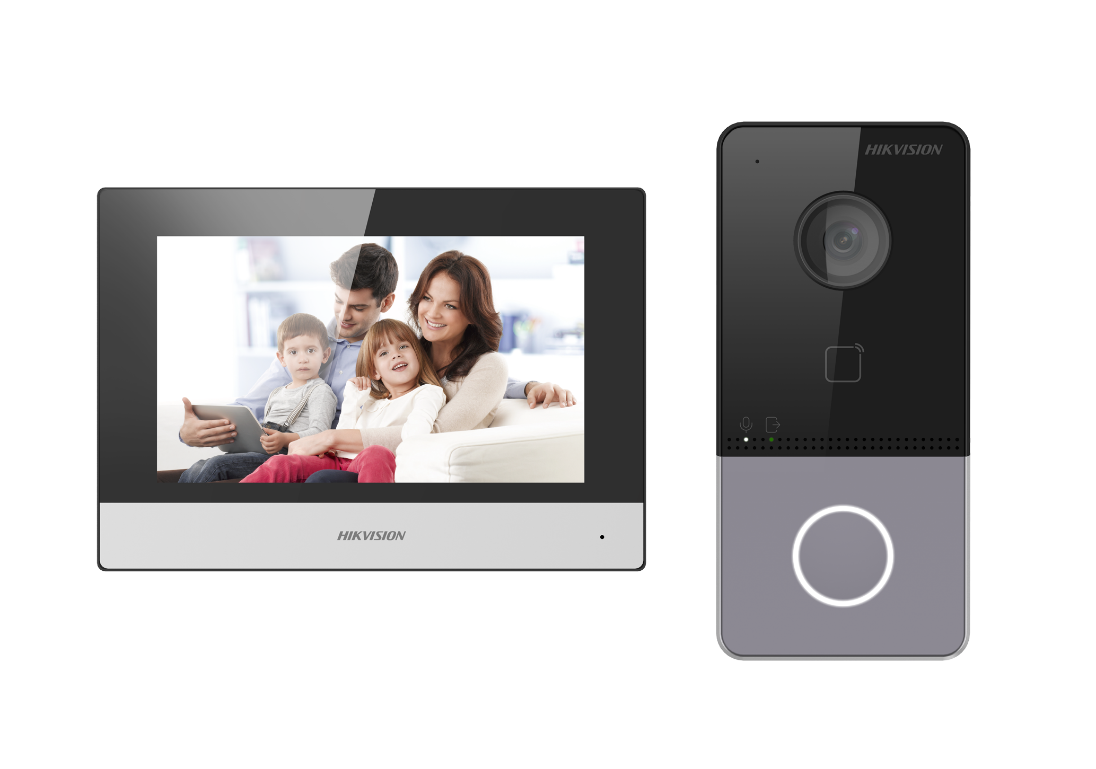 Еднопостов комплект IP видео домофонна система Hikvision с вграден четец за контрол на достъп
