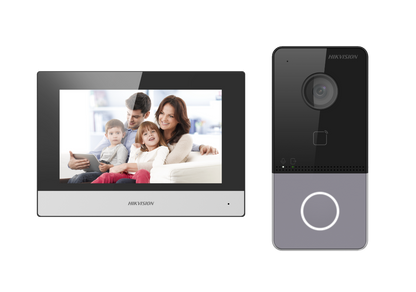 Еднопостов комплект IP видео домофонна система Hikvision с вграден четец за контрол на достъп