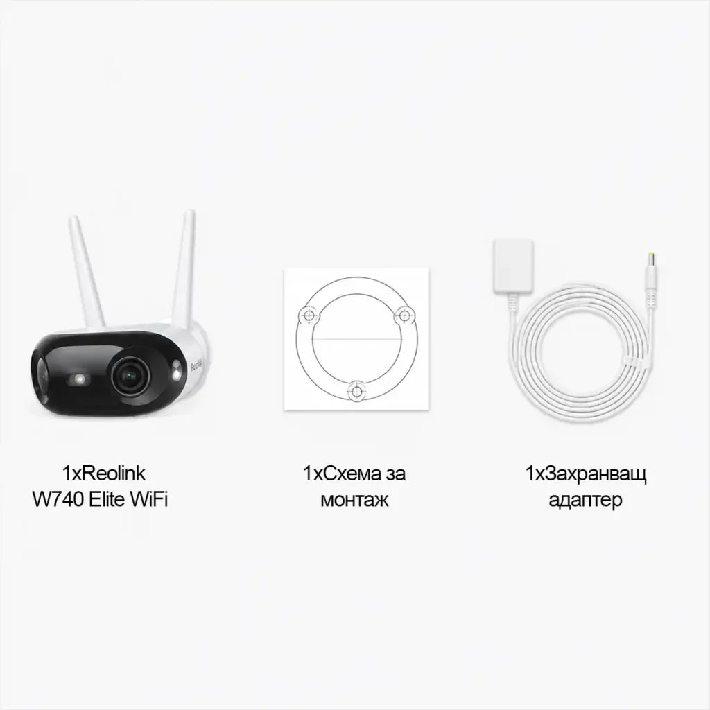 Wi-Fi камера Reolink W740 Elite - 4K Dual-Lens WiFi 6 IP Камера с 180° Панорамен Обхват и AI Разпознаване