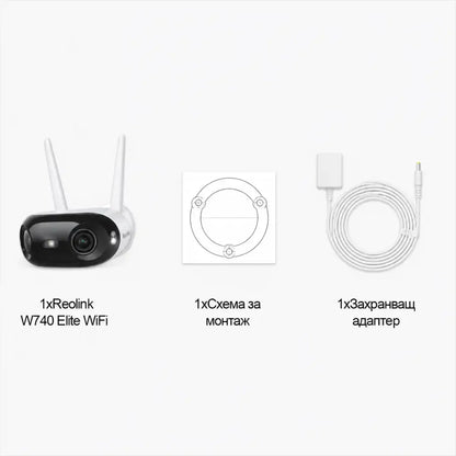 Wi-Fi камера Reolink W740 Elite - 4K Dual-Lens WiFi 6 IP Камера с 180° Панорамен Обхват и AI Разпознаване